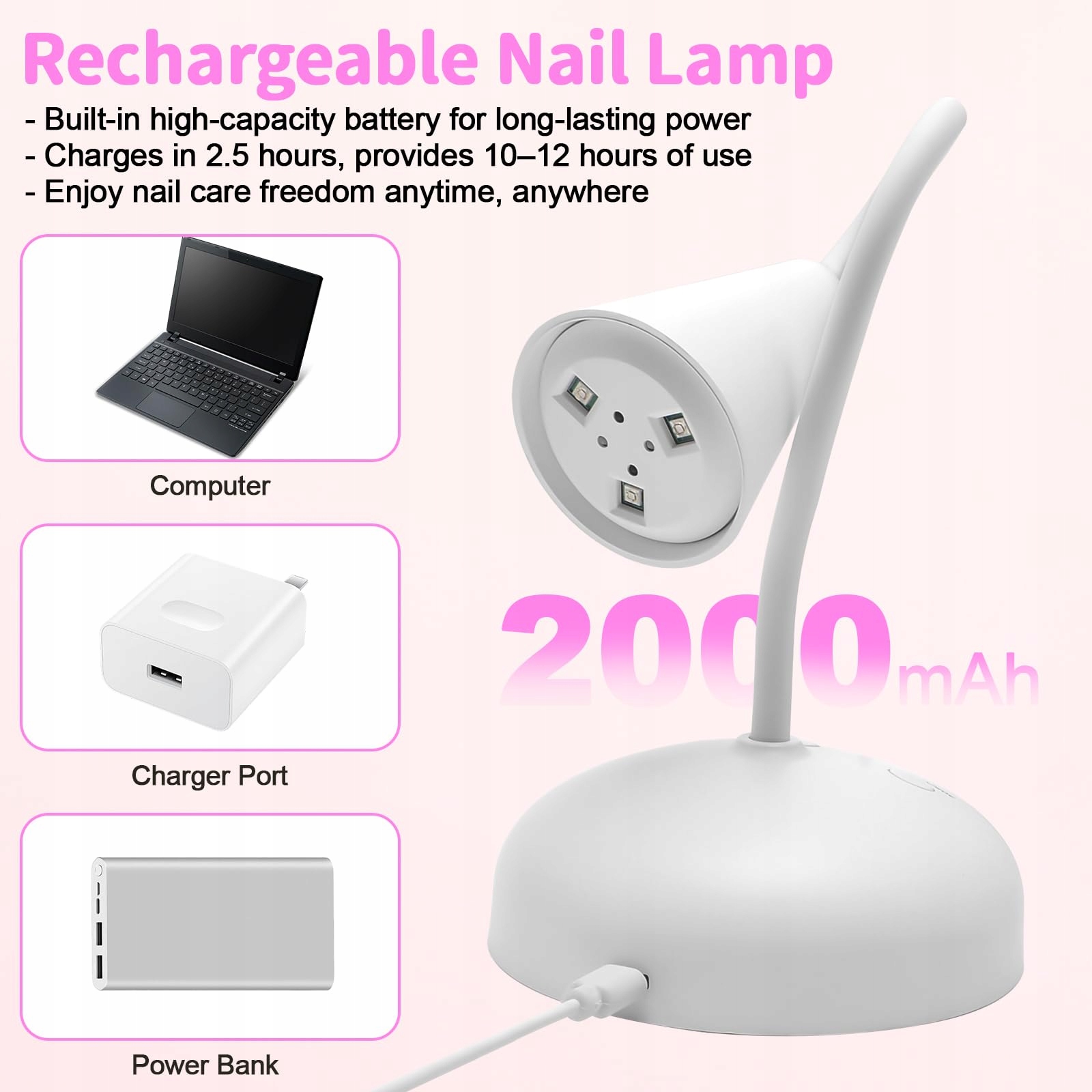CGBE Mini Lampa UV Do Paznokci 18W LED Z Czujnikiem I Wyświetlaczem LCD — miniatura 6