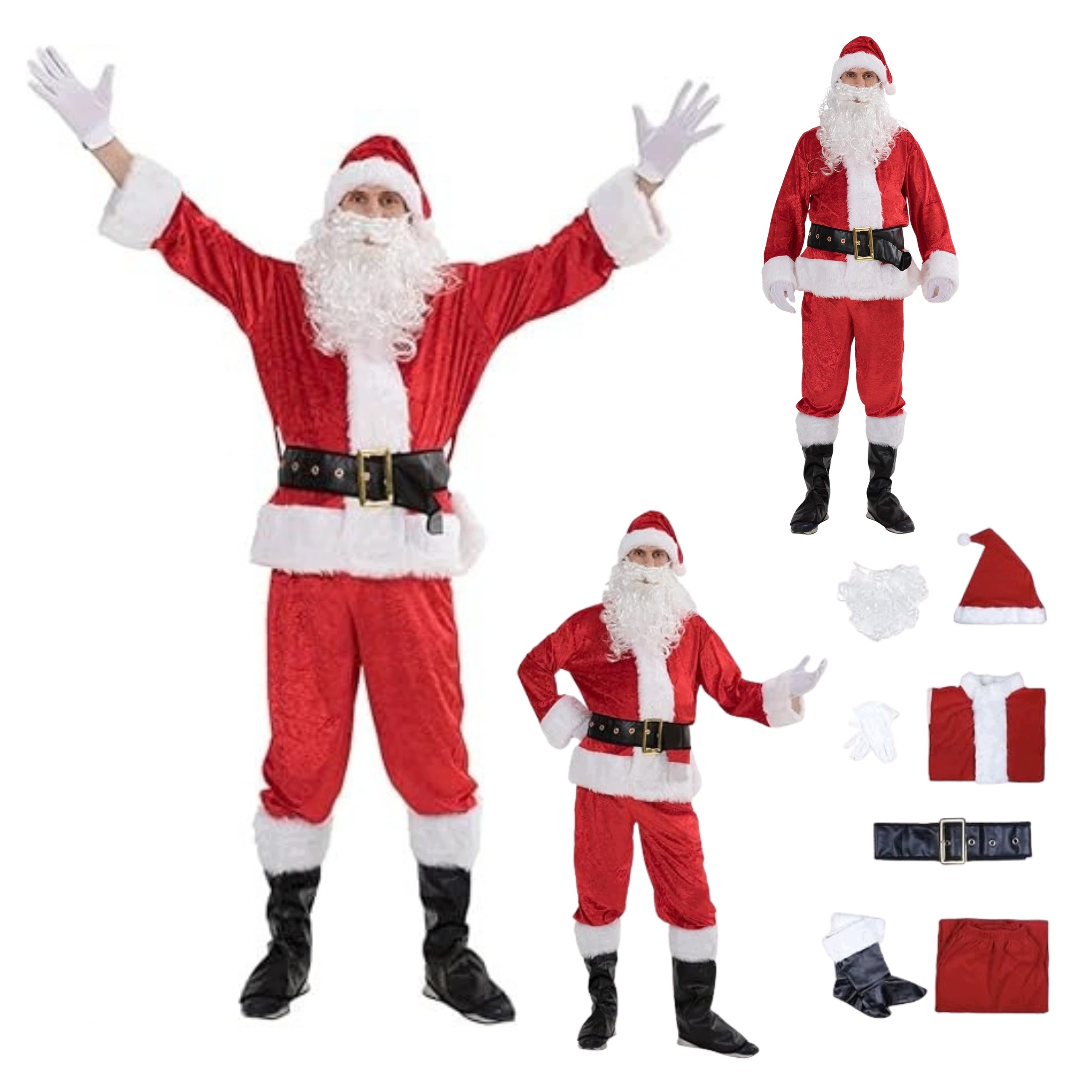 Pánský kostým svatého Mikuláše kostým pro dospělé 7 dílků s univerzální bradou