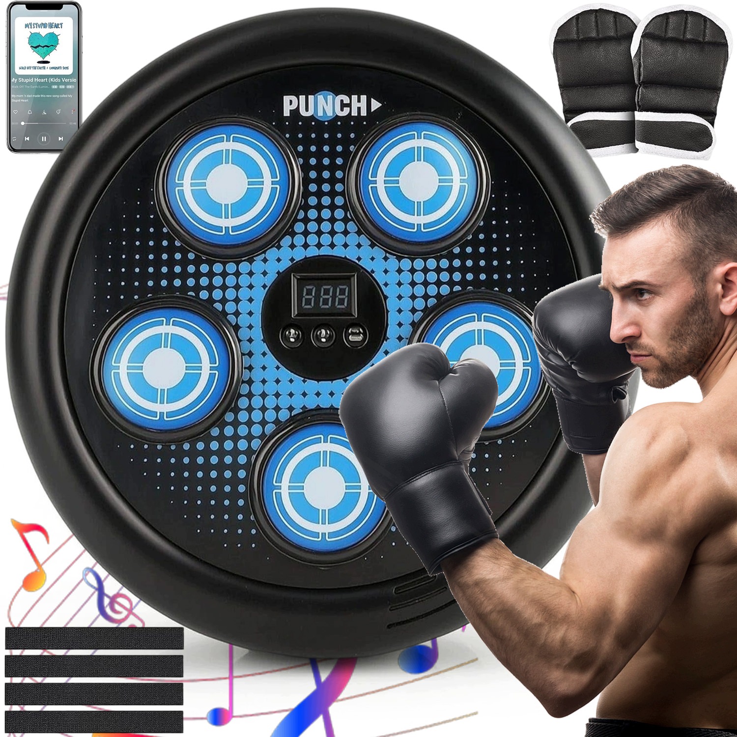 Music Boxing Machine Boxovací Stěna Hudební Štít Bluetooth Rukavice