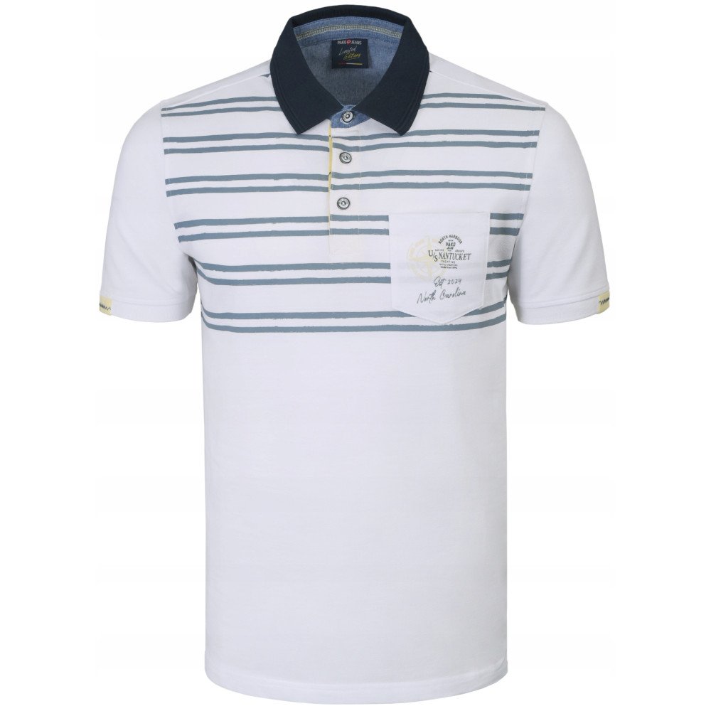 Polokošile Pánské Pako Jeans Bílá, Pruhy a potisk XXL