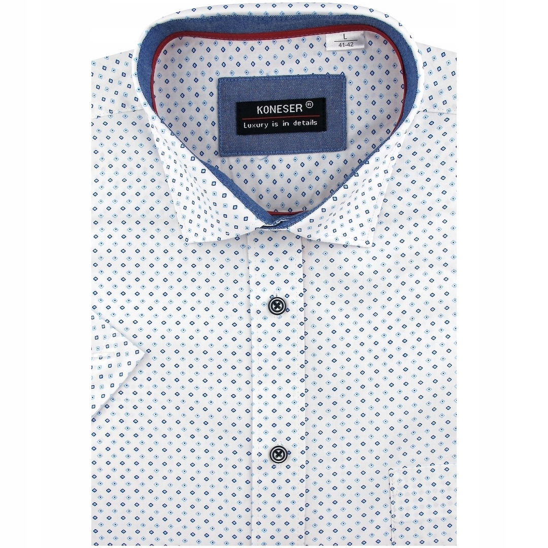 Koszula Męska Biała we wzorki Regular Koneser R274