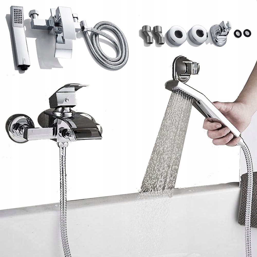 Stěnová Vanová Sprchová Baterie Baterie Sada Chrom