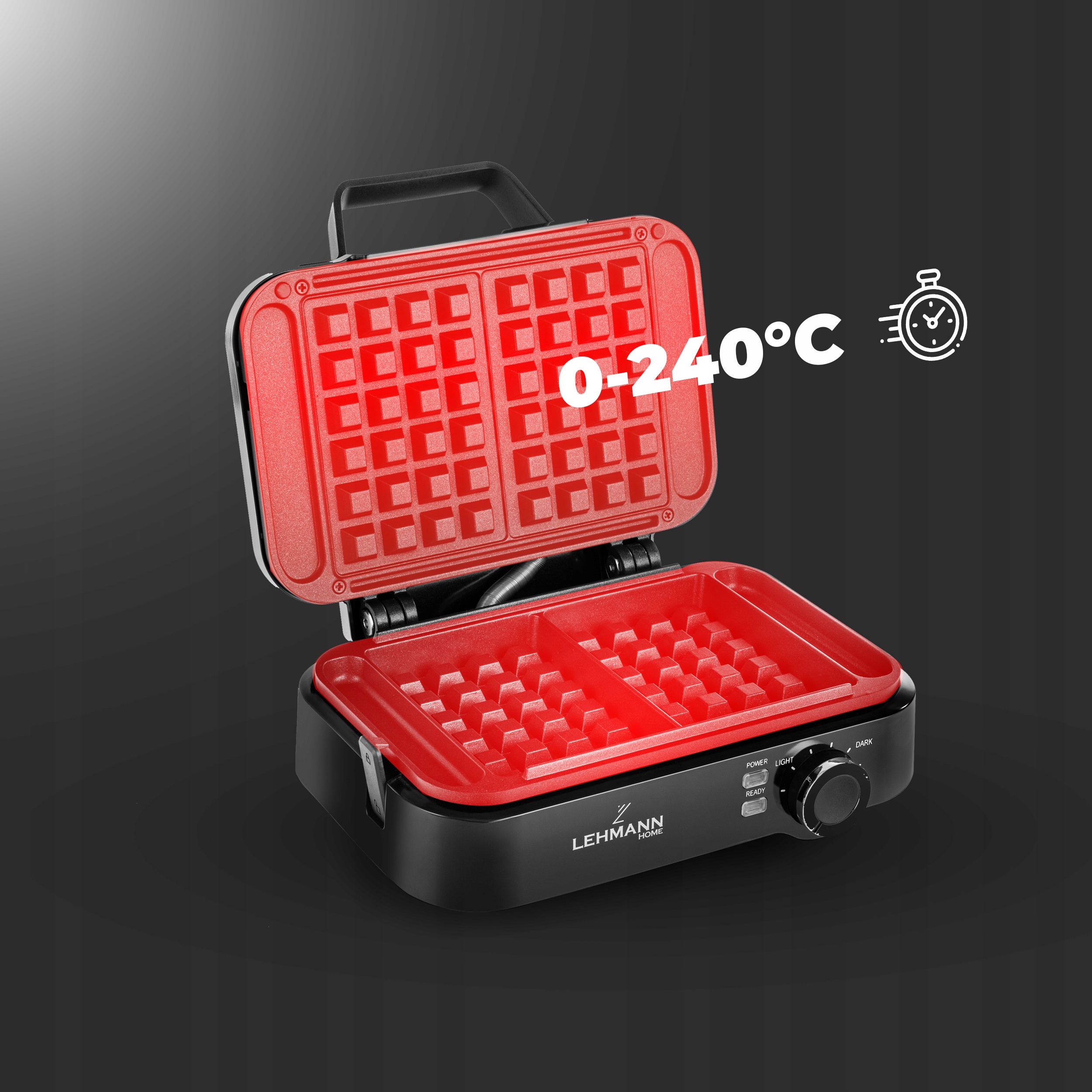 GOFROWNICA 2000W NA 2 DUŻE GOFRY REGULACJA TEMPERATURY MOCNA NIEWYCIEKAJĄCA Kolor dominujący czarny