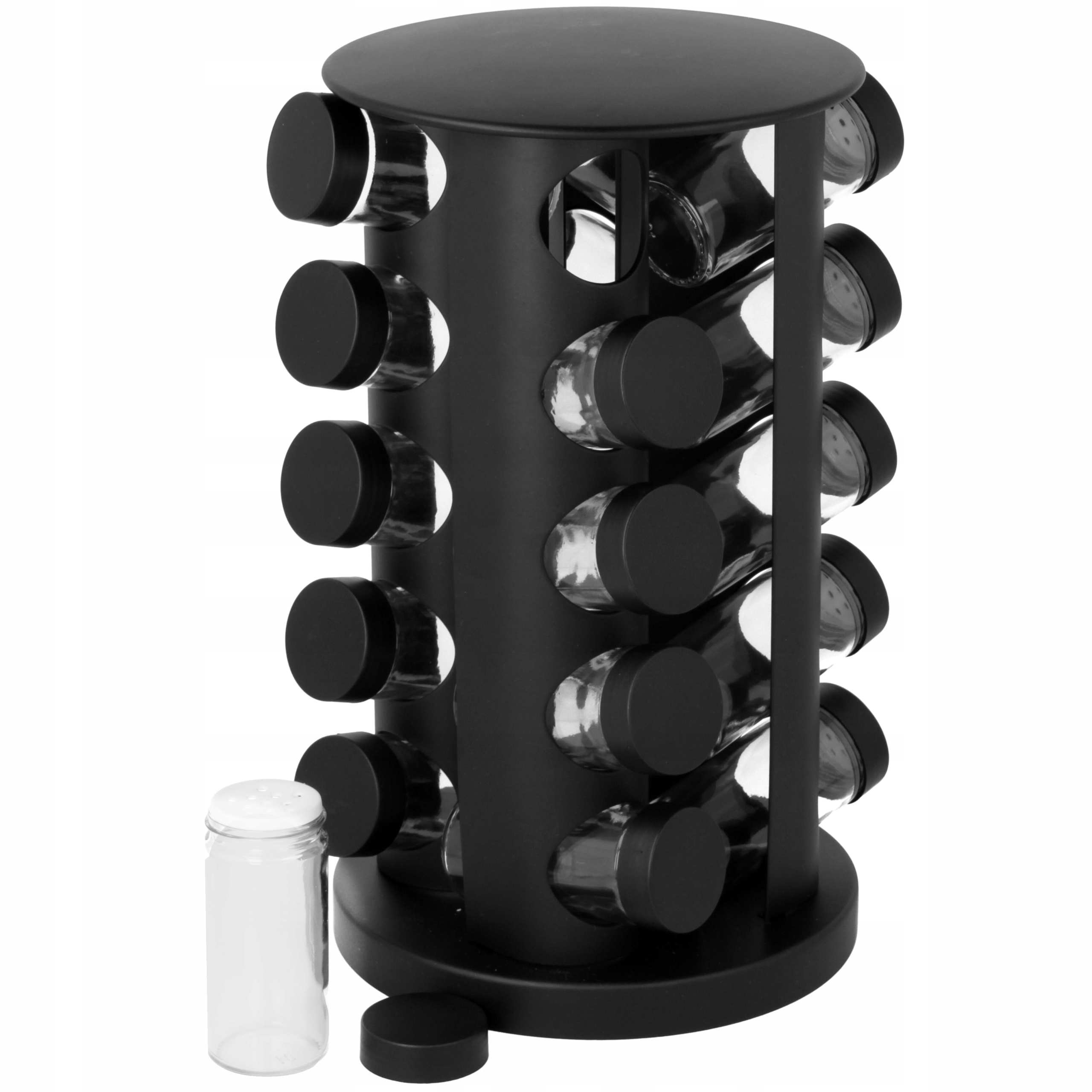 PRZYPRAWNIK STOJAK NA PRZYPRAWY OBROTOWY 20 SŁOIKÓW + NAKLEJKI