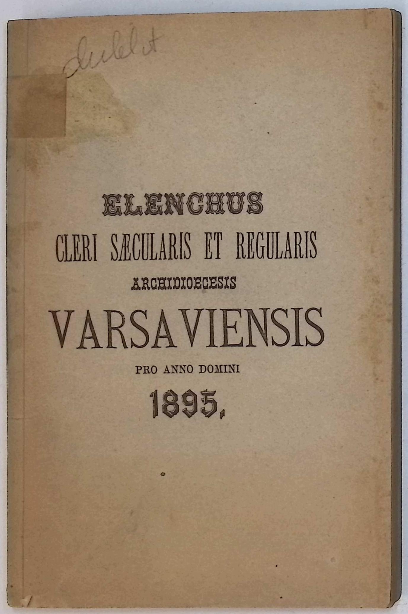 Elenchus Cleri Saecularis et regularis (1895 r.)