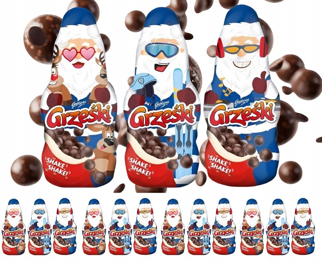 15x Grześki figurka czekoladowa Mikołaj z drażami Shake 90g Goplana