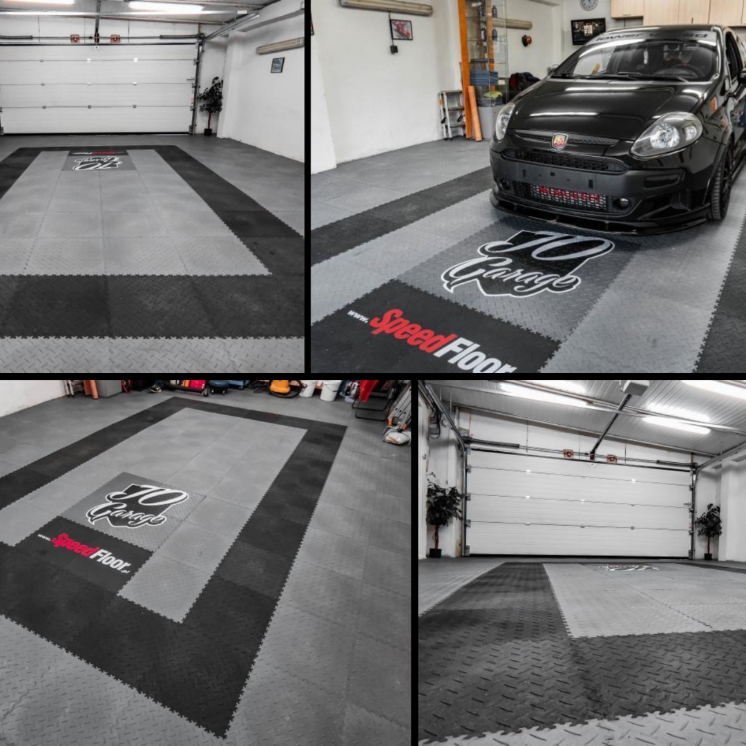 Płytki PCV do garażu szare ryflowane, warsztatu, serwisu Podłoga modułowa Marka R-Tile