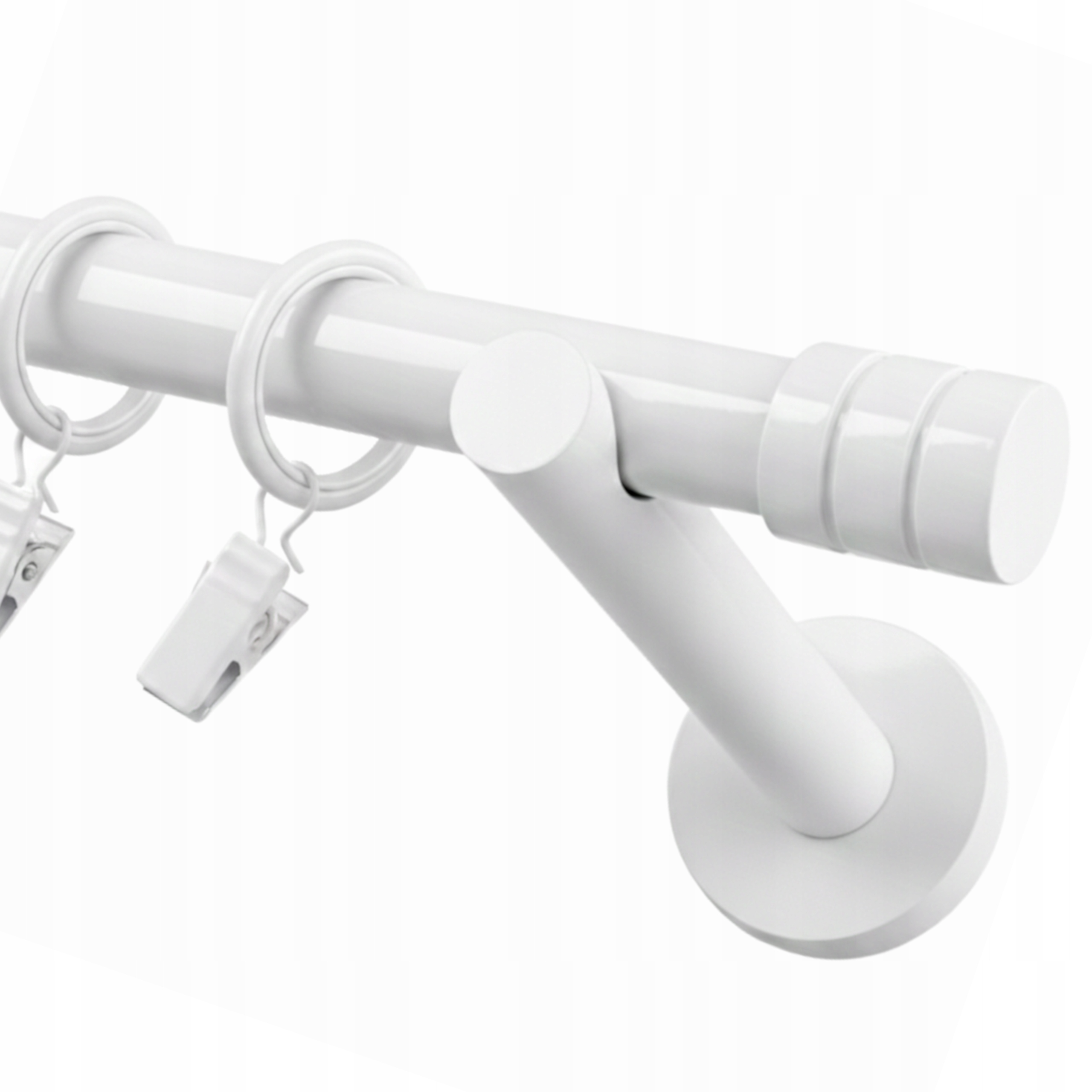 Jednoduchá Garnýž nástěnný Kovový 19 mm Bílý Fréz 300 cm Tichá kolečka