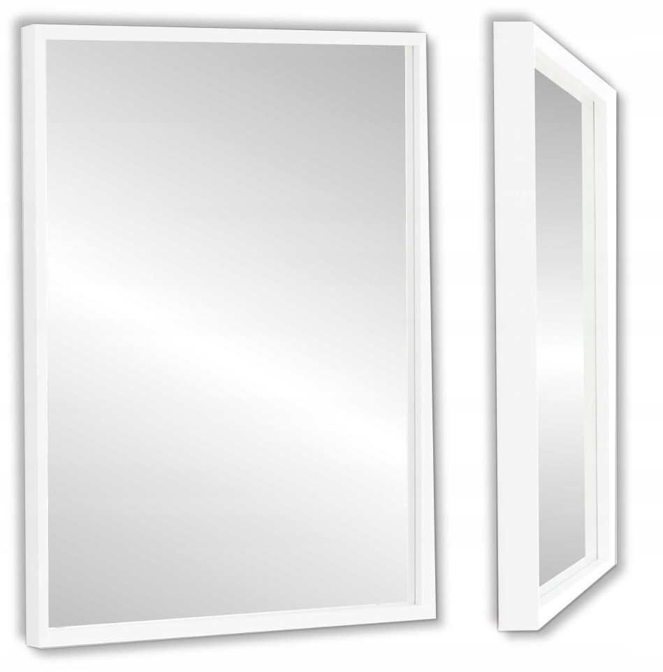

Lustro 80x60 wąska Kasetonowa rama Biała