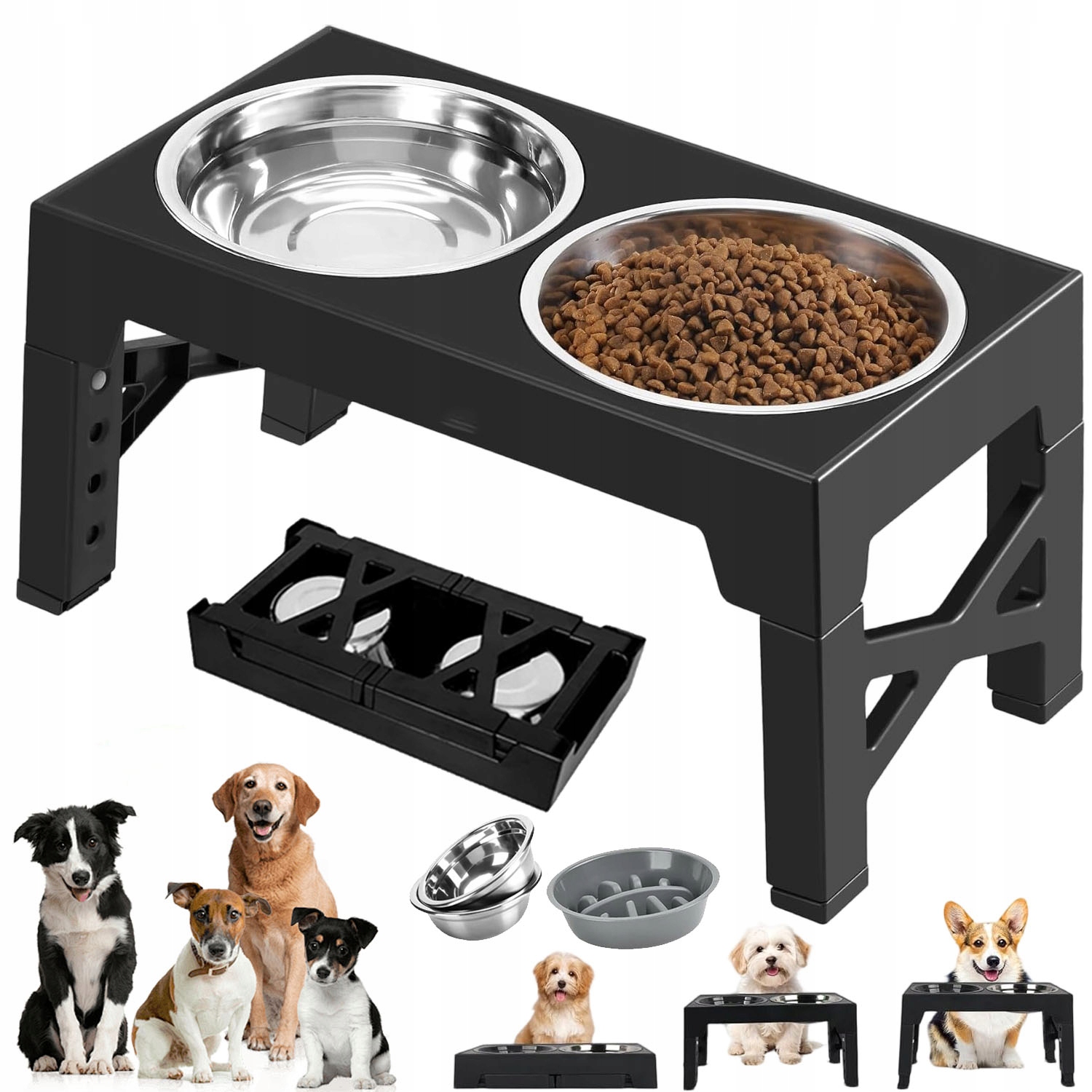 Miska Na Stojanu Pro Psy A Kočky 1100 ML S Miskou Zpomalující Jídlo