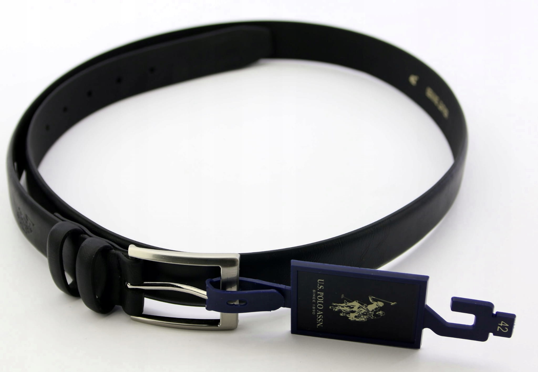 PASEK MĘSKI U.S POLO ASSN. CZARNY SKÓRZANY R42