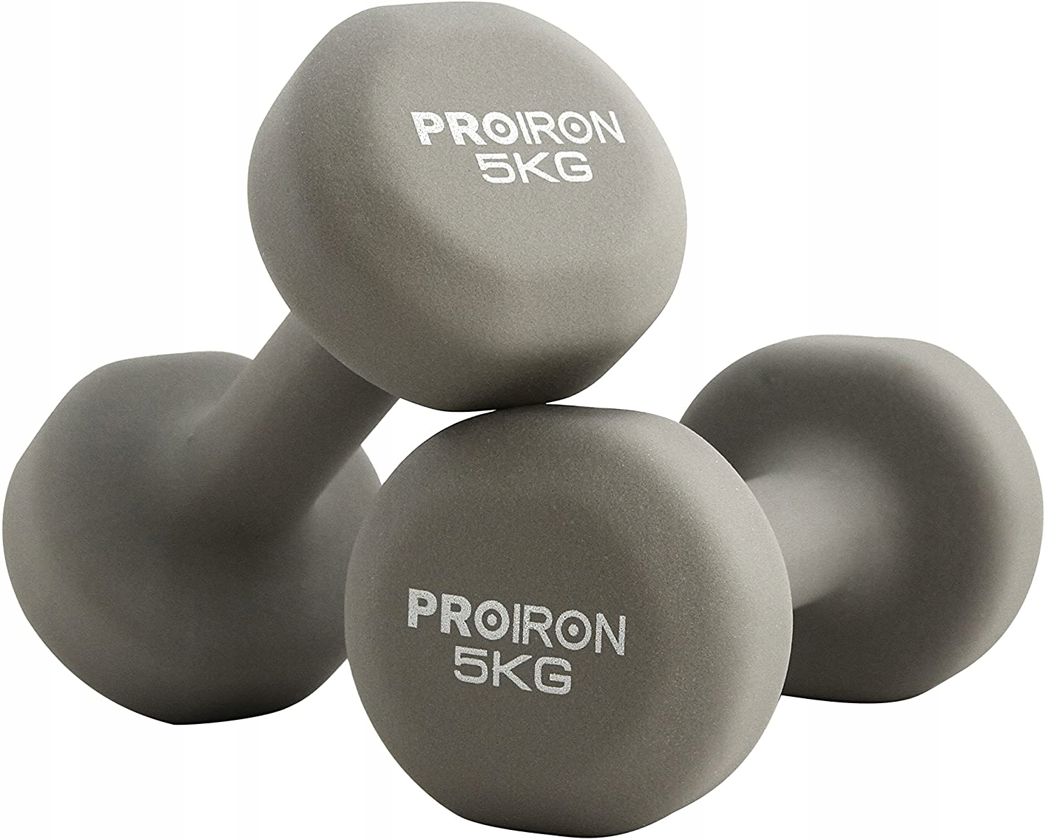 Proiron Gumové činky 2×5 kg Šedé Činky pro silové cvičení