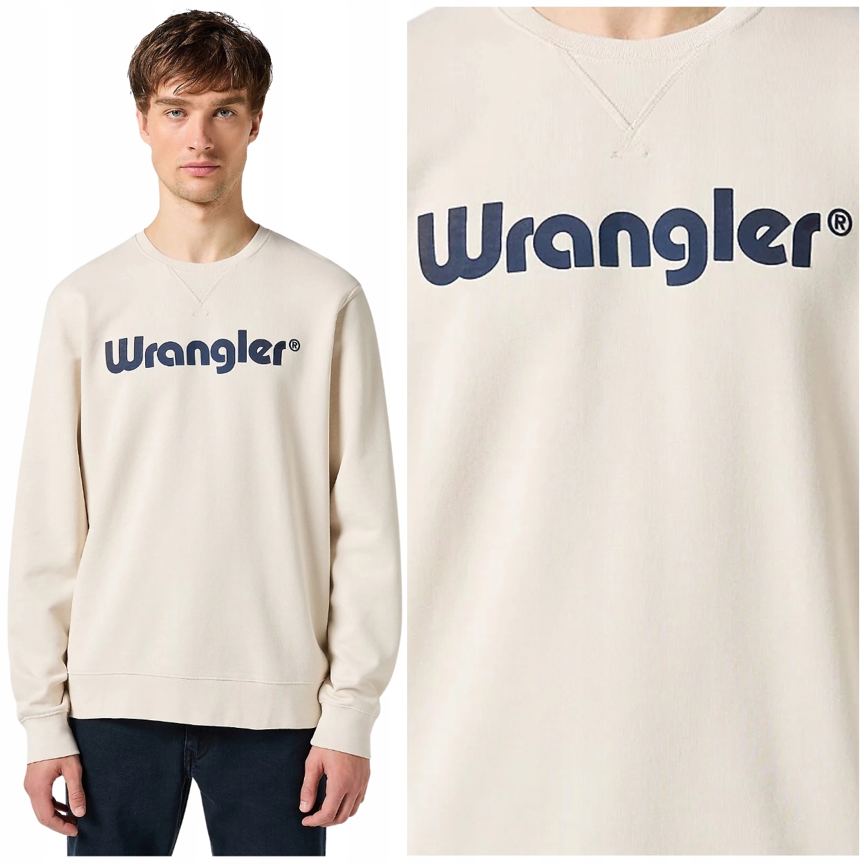 Wrangler Logo Crewneck Swetashirt Vintage bavlněná mikina pánská s logem L