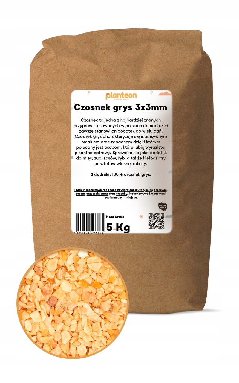Česnek hlodavec 3x3mm 5kg sušený aromatický přírodní aroma kvalita