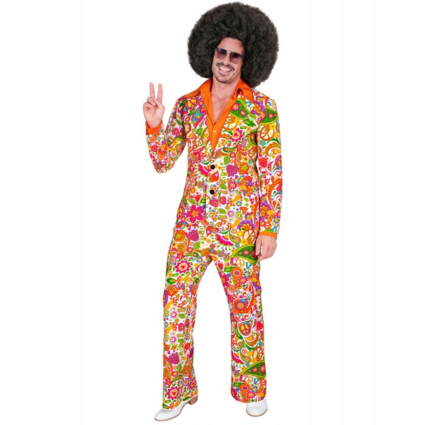 Kostým Groovy Barevné Květy Pacičky 70. Léta Hippie L