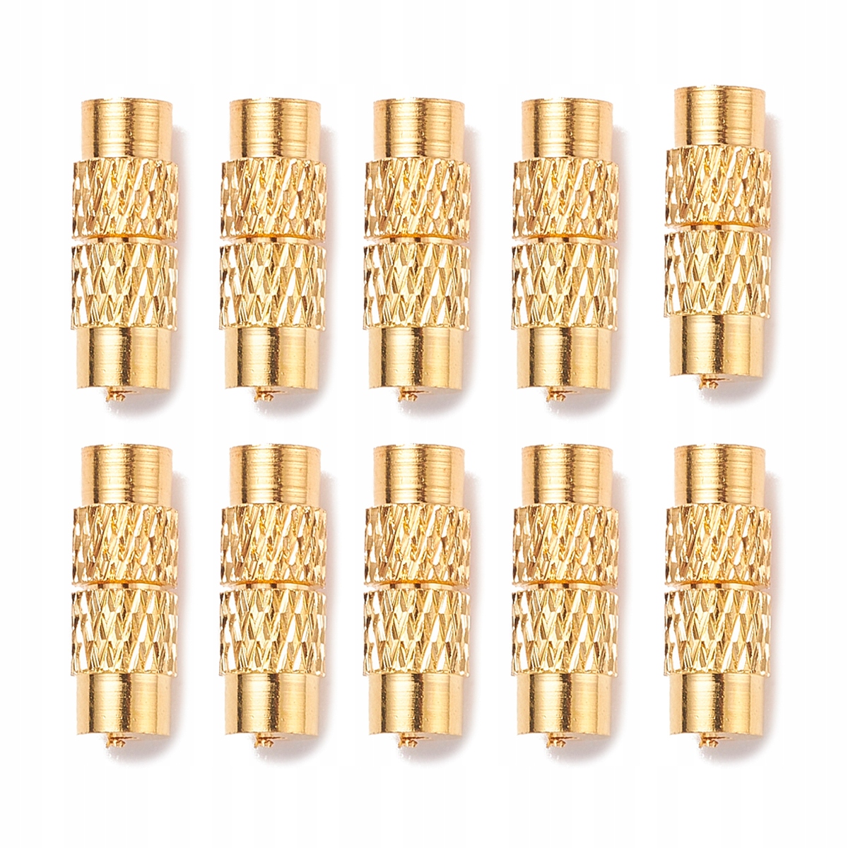 Zapięcie Skręcane, Śrubowe, Mosiądz, Złoto, 11~12x4mm, Otwór 1mm, 10szt