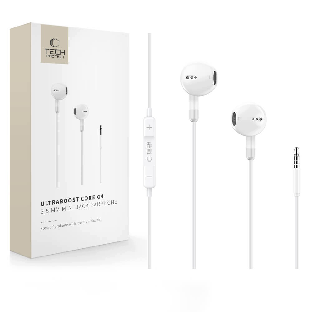 Tech- Protect Ultraboost Mini Jack Earphone Core G4 White Tech- Protect