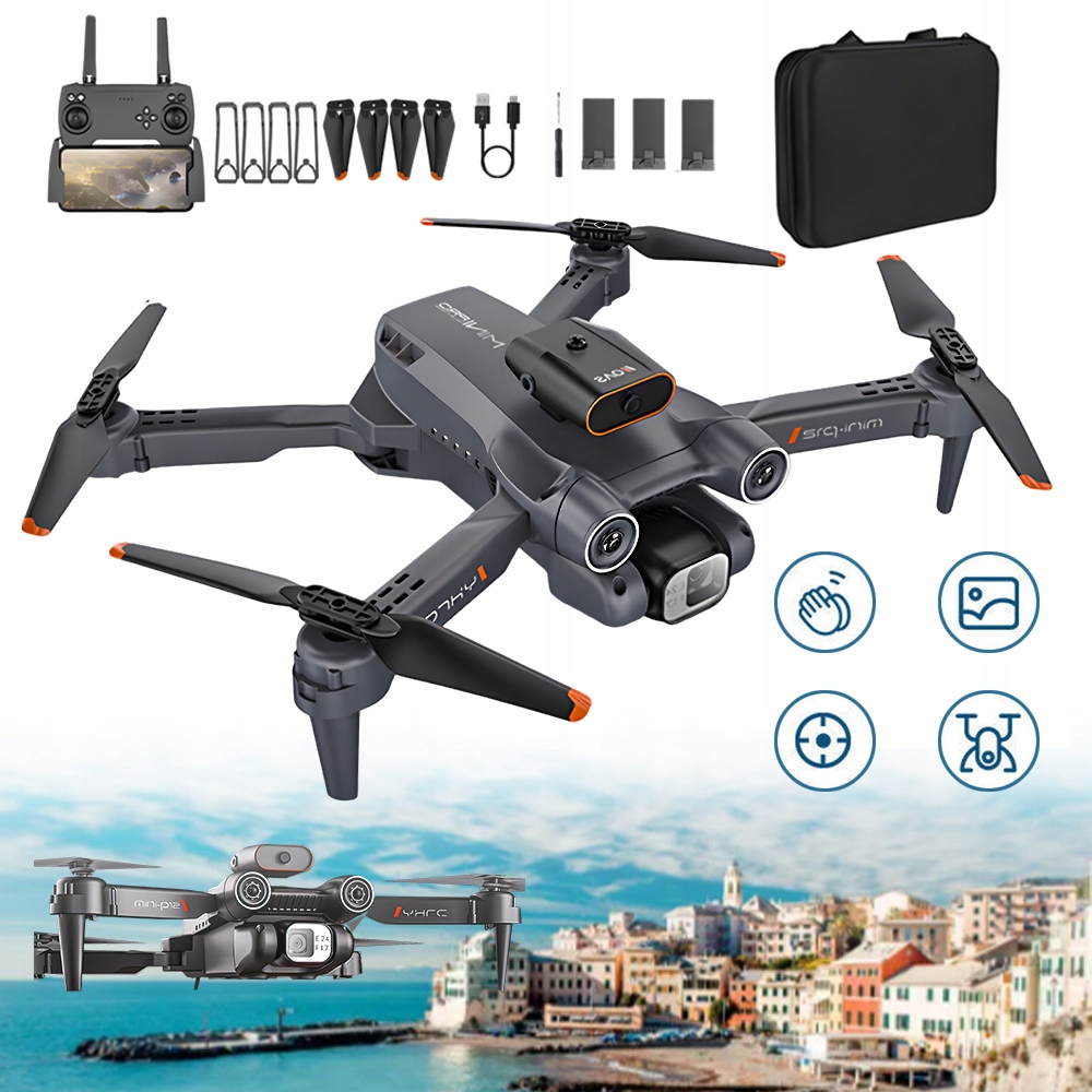 Dron Z Kamerą 720P, Rc Składany, Fpv, Tryb Headless, Z 3 Bateriami, Hd