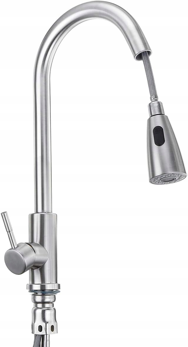 BATERIA KUCHENNA Z WYCIĄGANĄ WYLEWKĄ ZLEW KRAN KOLOR SREBNY Wysokość produktu 40 cm