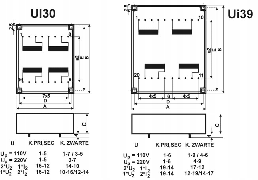 TPZ3/2x6 Transformator zalewany 3VA, 2 x 6V Marka Breve
