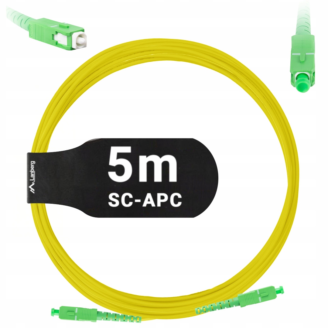 PRZEWÓD KABEL ŚWIATŁOWODOWY ŚWIATŁOWÓD PATCHCORD SC/APC-SC/APC SIMPLEX 5M