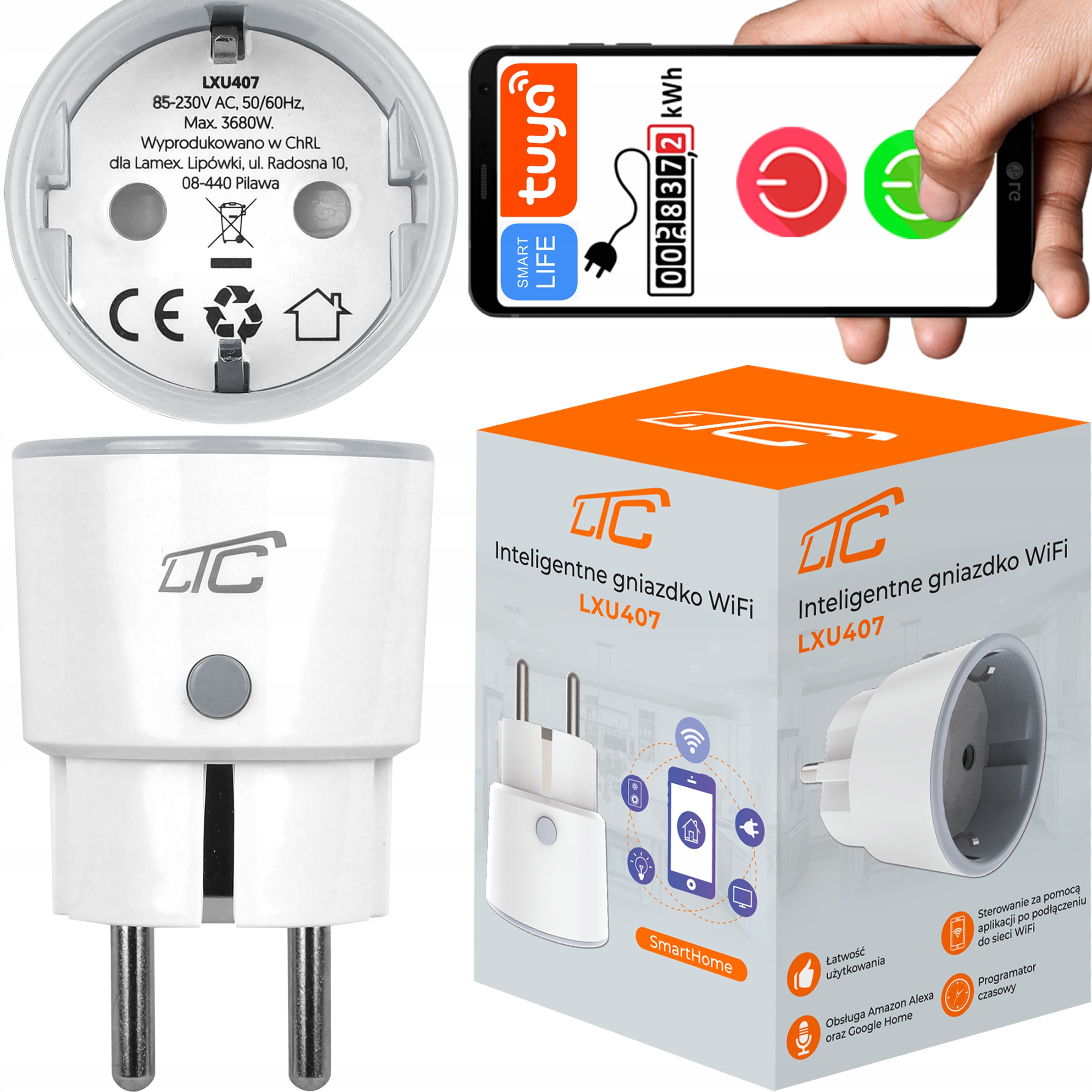 2× INTELIGENTNE GNIAZDKO WiFi SMART TUYA WATOMIERZ PROGRAMATOR TIMER