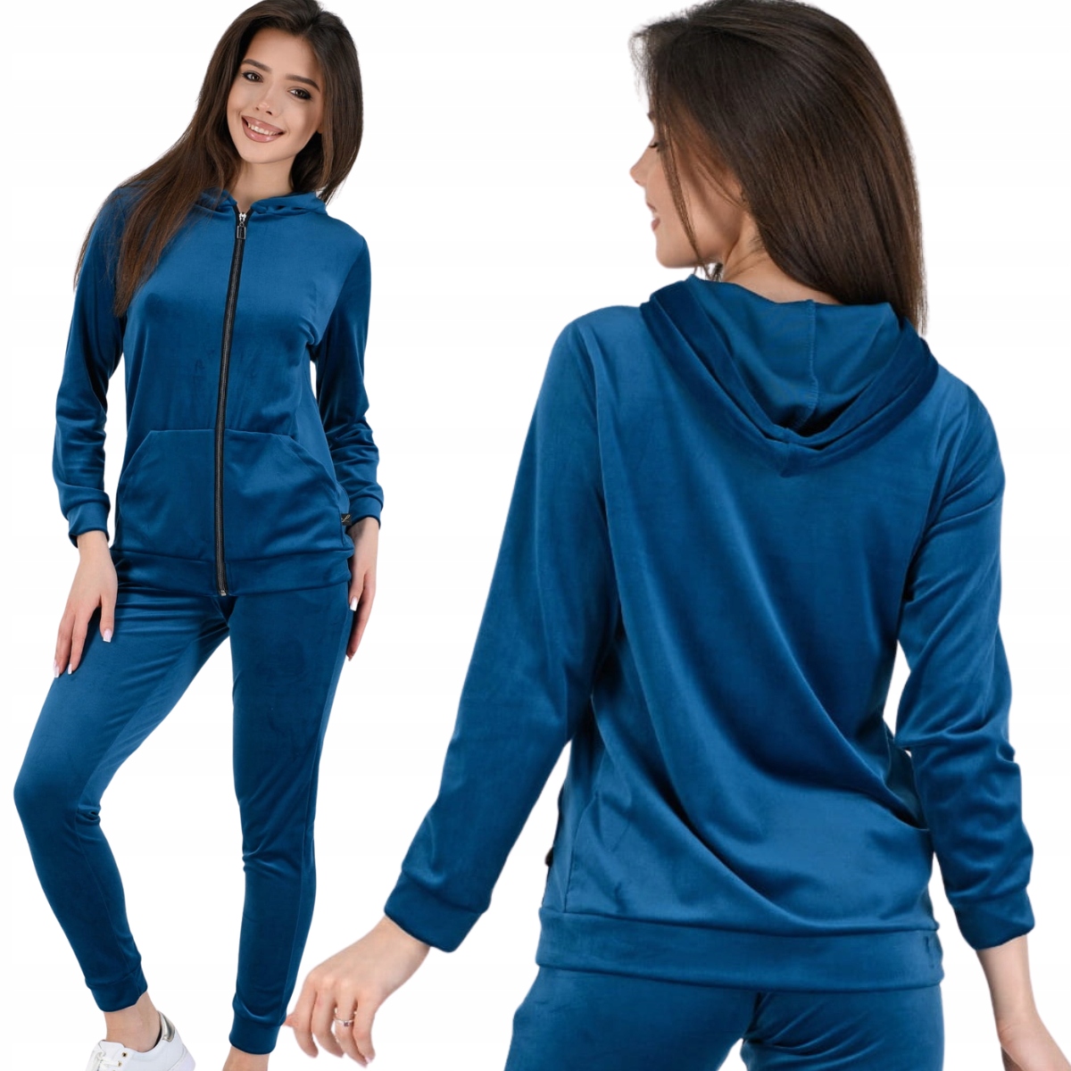 Velurová teplákovka dámská mikina na zip s kapucí polský Kalina XXL/3XL 44/46