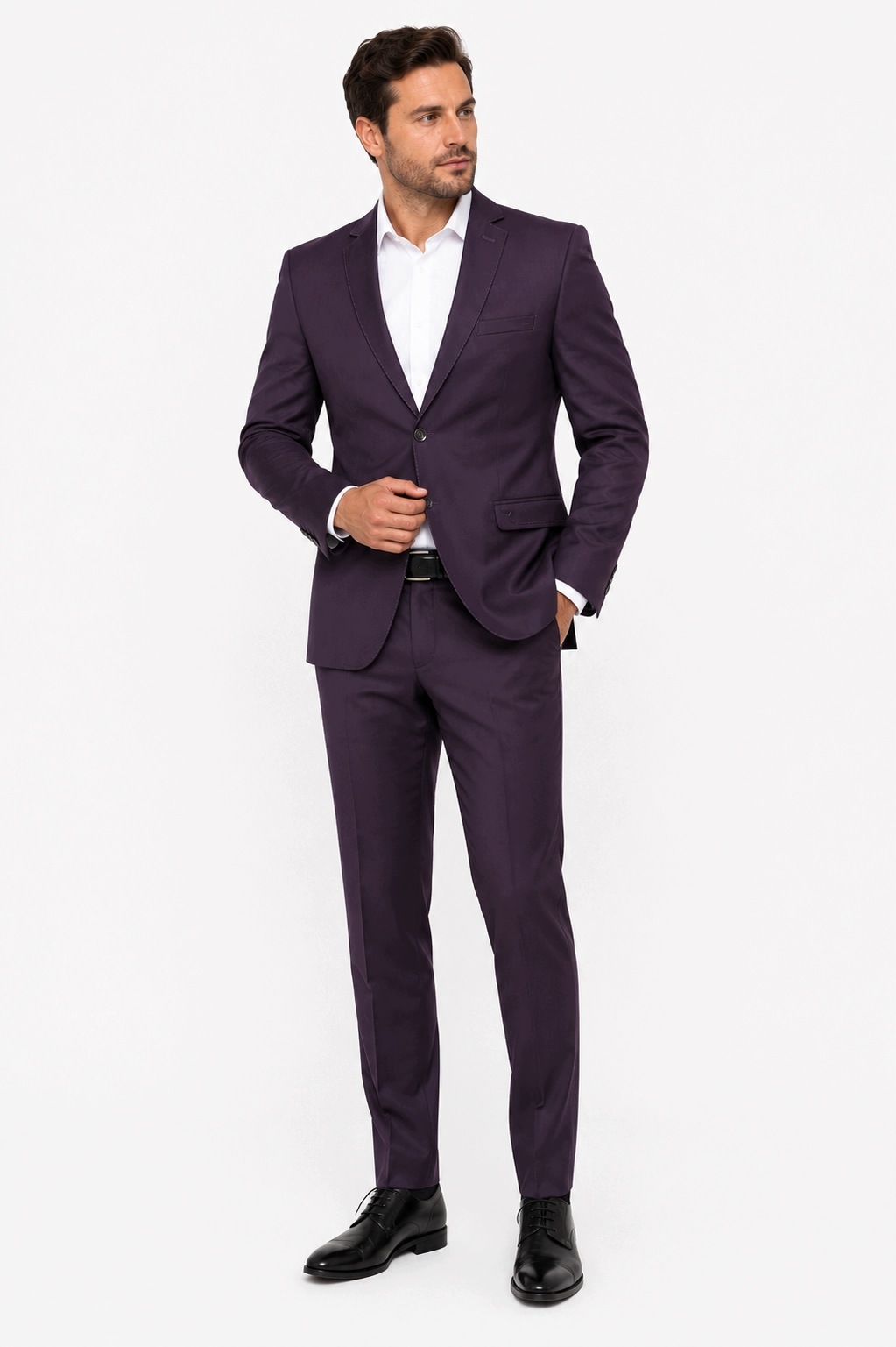 Pánský Elegantní Fialový Slim Fit Oblek 52/182