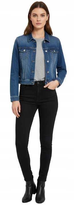 Vila Krátká Džínová Bunda S Klopami A Knoflíky Bavlna 40 K_a