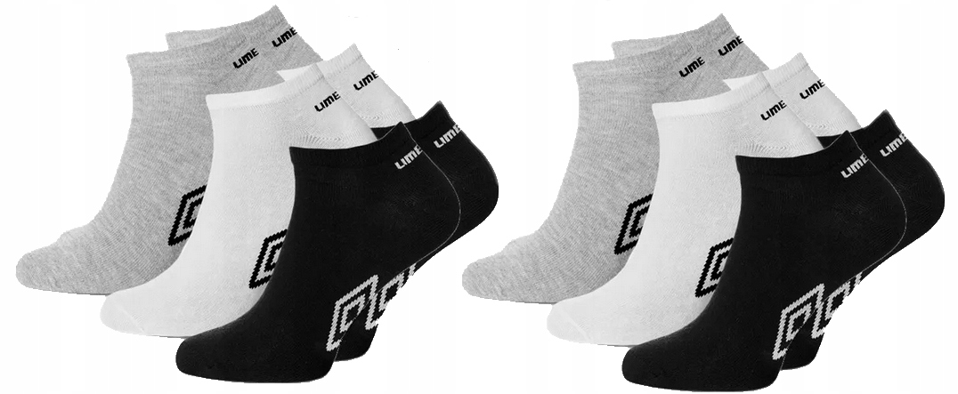 

6 Par Umbro Stopki Czarne Białe Szare 3-PAK 35-38