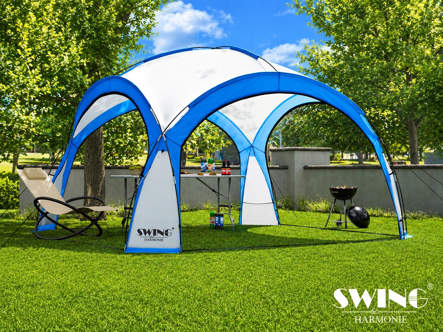 Zahradní Pavilon Kopule XXL Led 4,5x4,5 m Moskytiéra Solar Swing&Harmonie