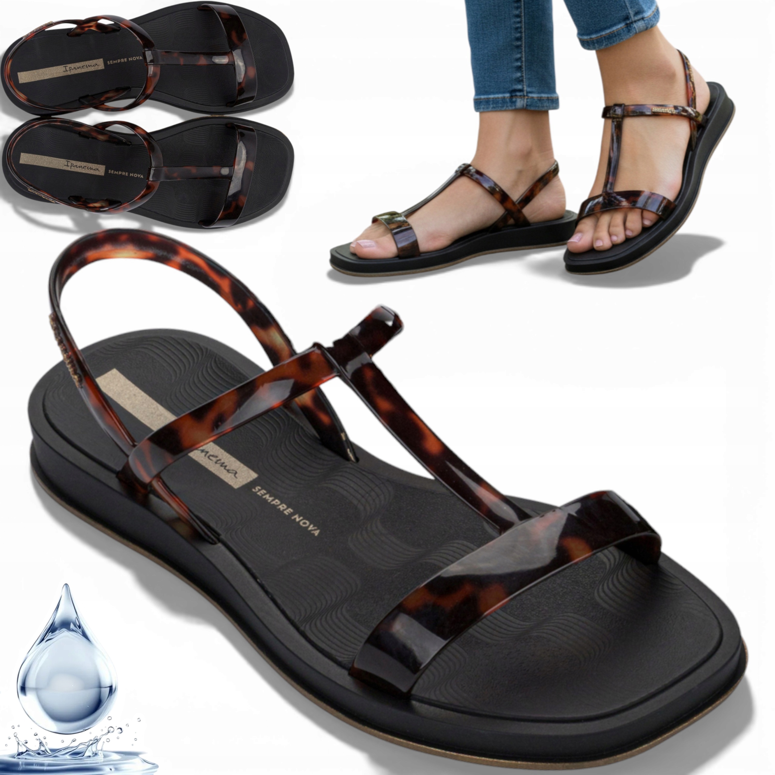 Dámské gumové sandály 38 Ipanema na plážový bazén Lehké, pohodlné, letní