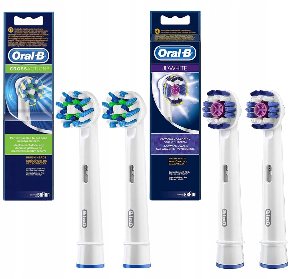 Oryginalna Końcówka Oral-b Cross Action EB50-AB X2 Końcówki 3D White X2