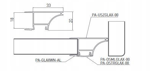 Profil LED Wieńcowy GLAX Czarny 1,49m + mleczna Typ profil do LED