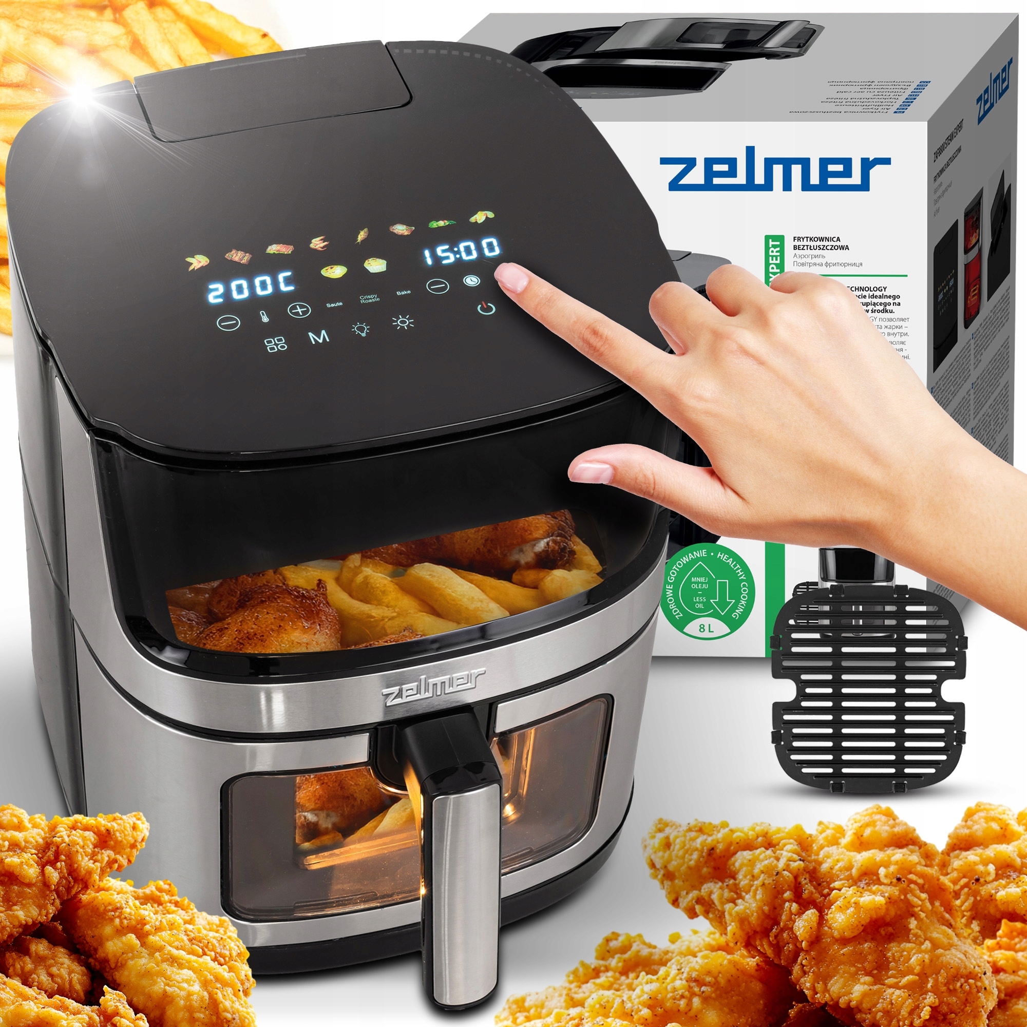 Frytkownica Beztłuszczowa Zelmer Frytownica Piekarnik Air Fryer 2000W 8L