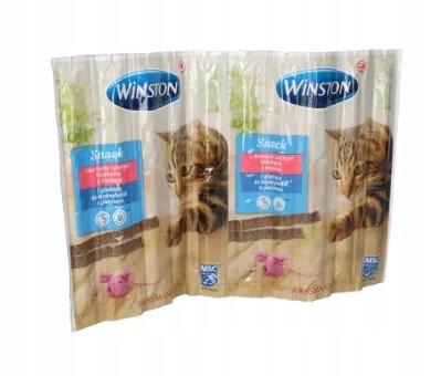 Winston snack klobásky 10 ks mix černých tresek a platýse