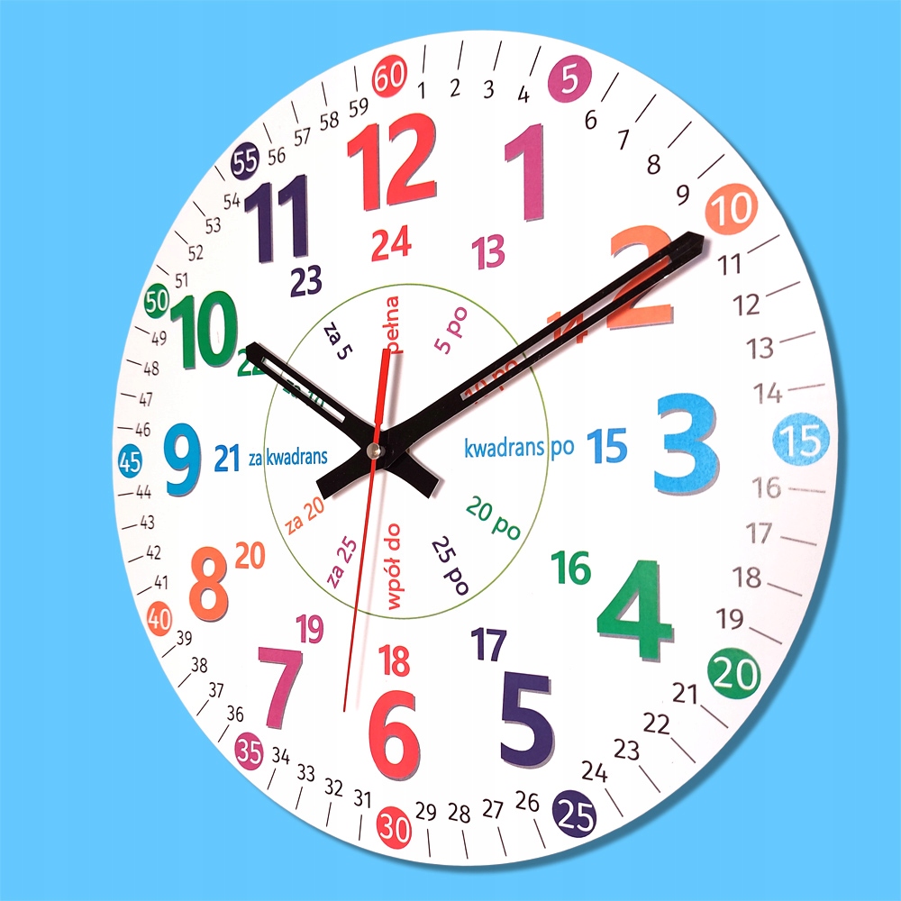 Zegar edukacyjny nauka czasu #1 płynący