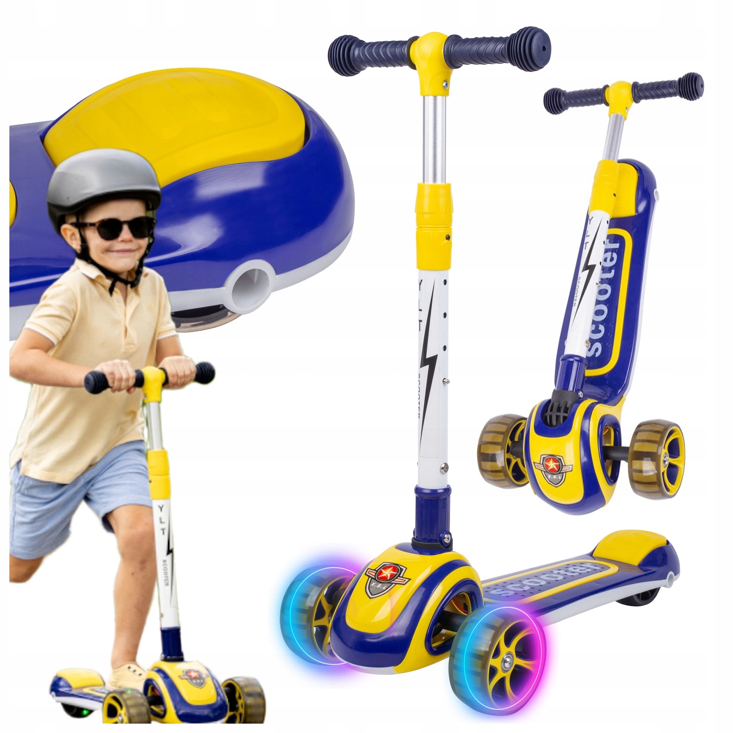 Hulajnoga Trójkołowa Dla Dzieci Balansowa Led Muzyka Regulowana Rakieta