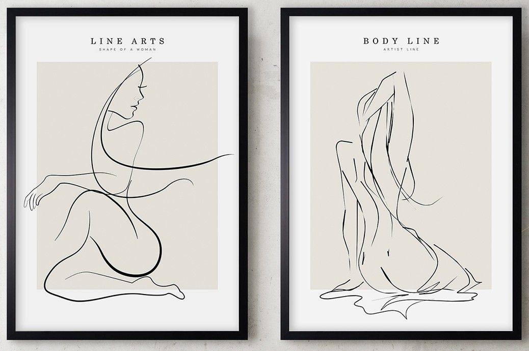 2 Obrazy do Salonu i Jadalni 50x70 Woman Body Line Set Premium