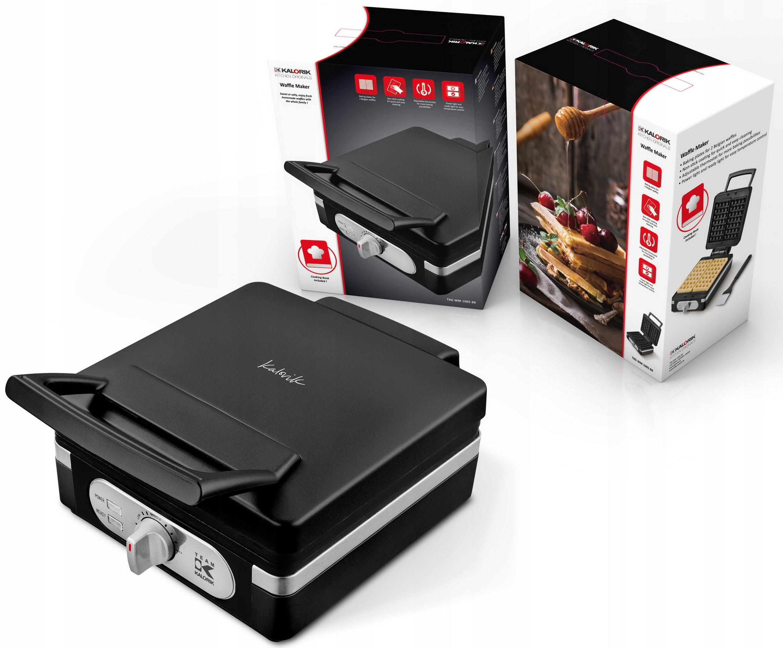 MOCNA Gofrownica METALOWA POWŁOKA NON STICK 1400W GOFRY CHRUPIĄCE Moc 1400 W