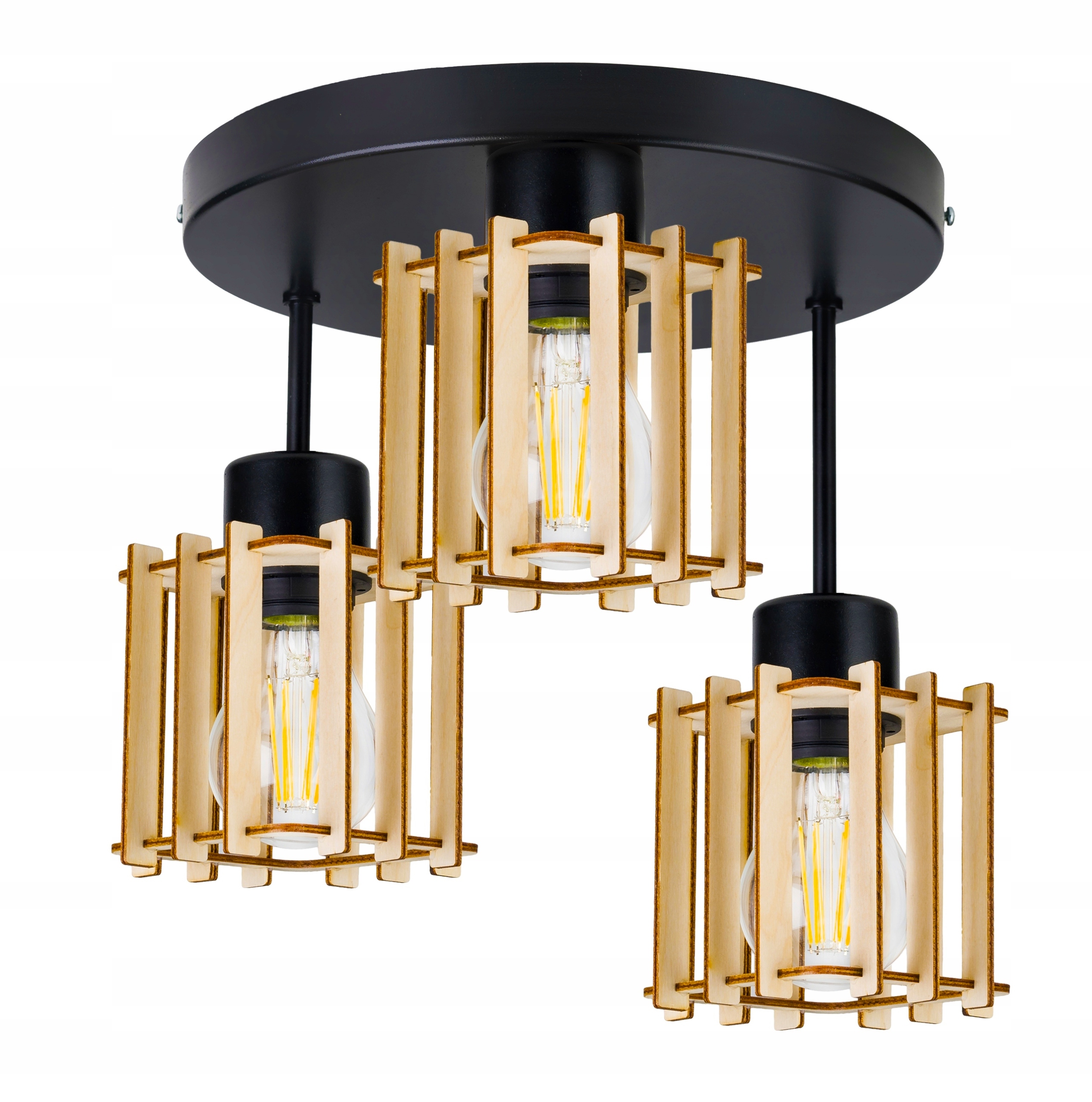 

Lampa Plafon żyrandol Wysoka sufit Kostka Drewno