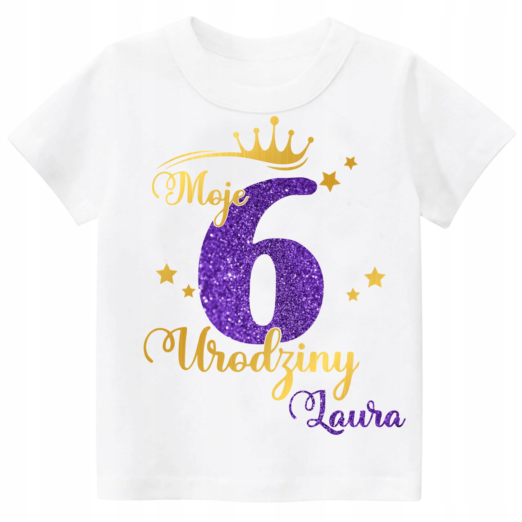 

Koszulka Urodziny Moje 6 Urodziny Brokat Imię 128