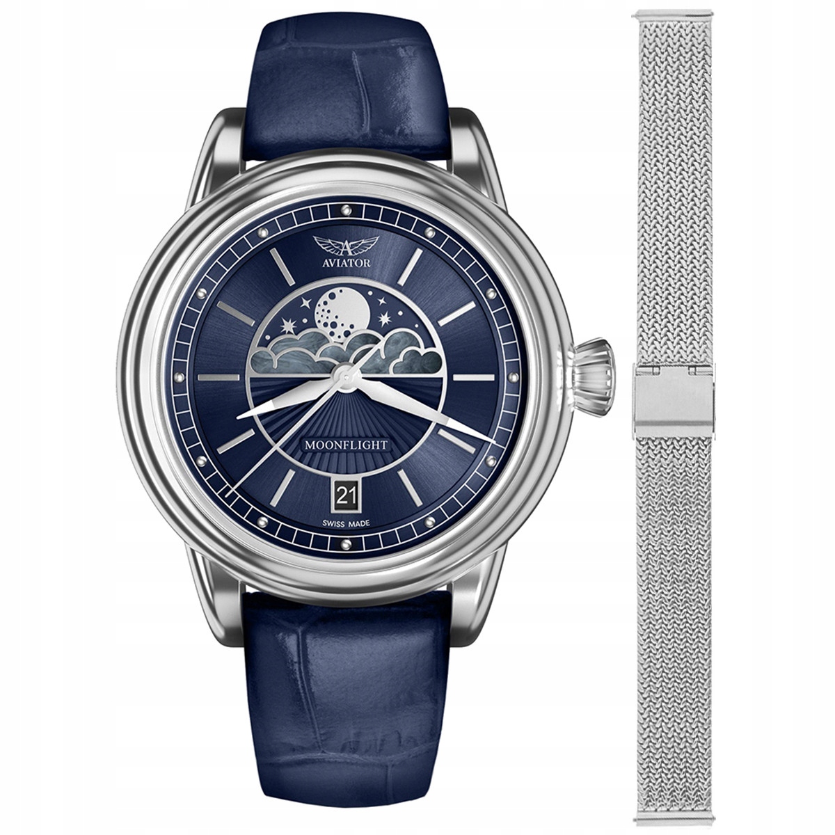 Dámské hodinky Aviator V.1.33.0.255.4-SET stříbrné