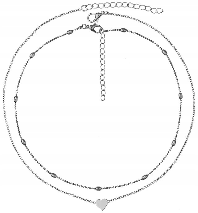 

damski Naszyjnik podwójny delikatny choker srebrny