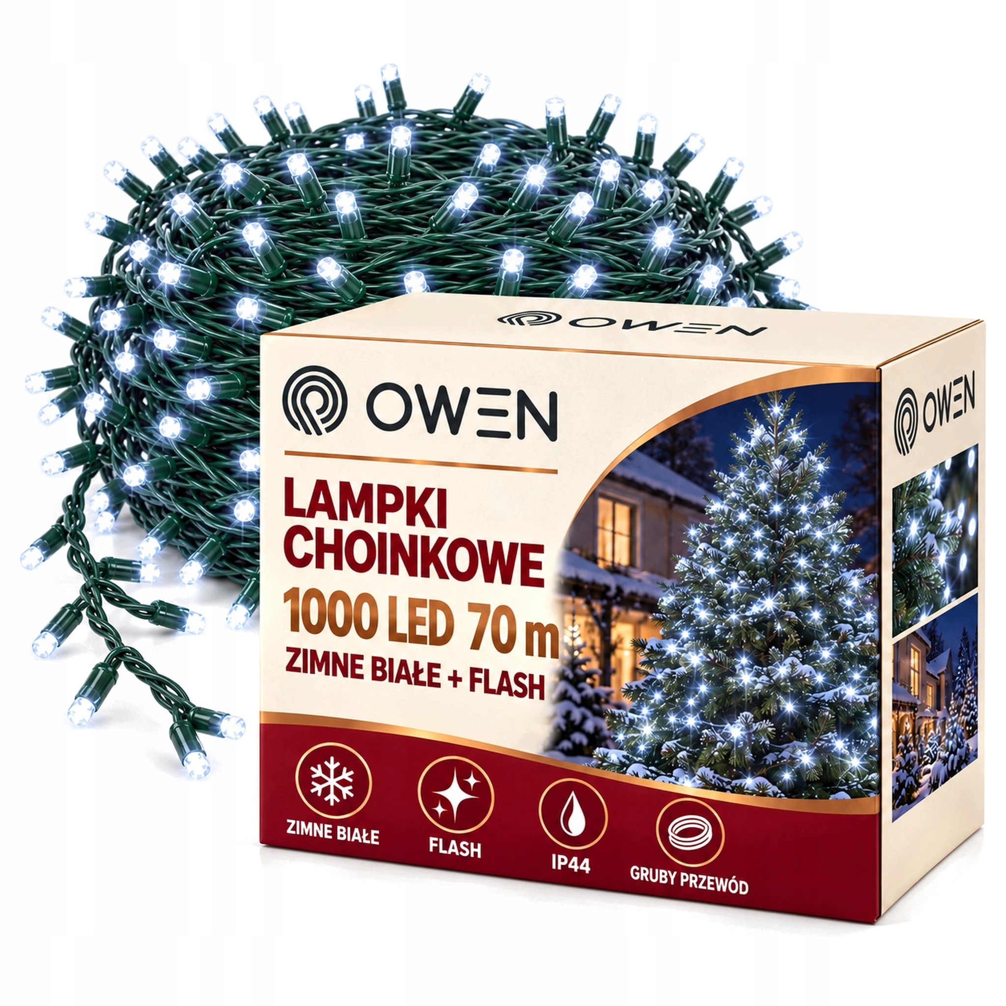Vánoční osvětlení 1000 Led Bílá Studená Flash 70 m pro venkovní vánoční stromek