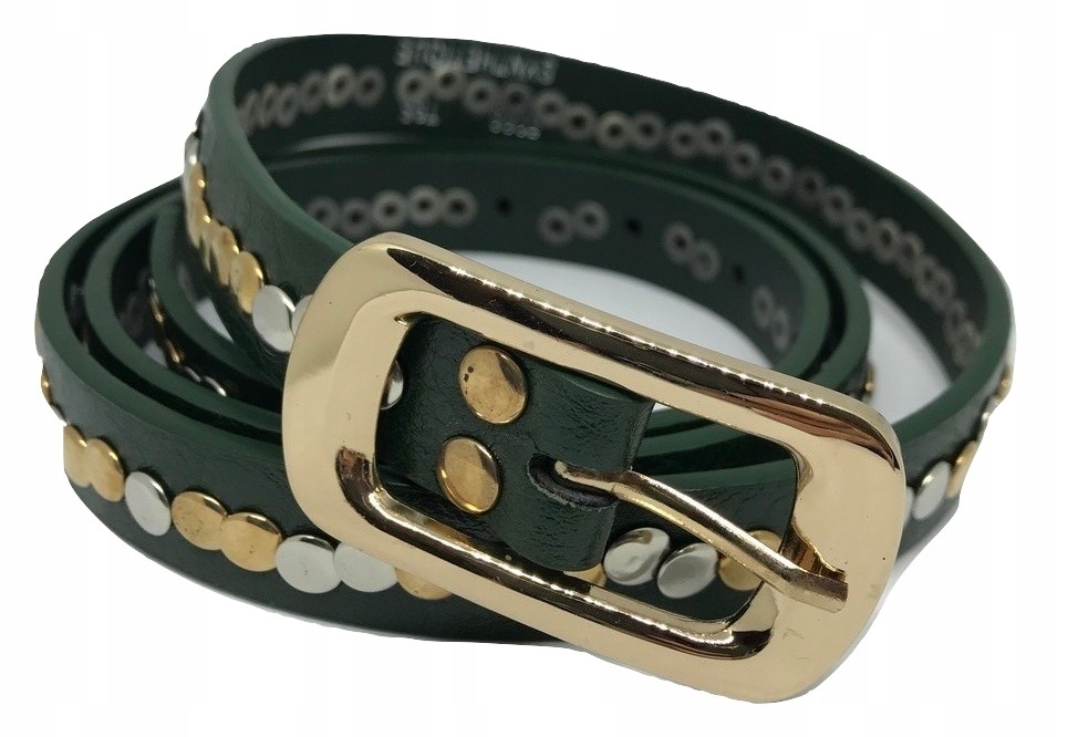 

Pasek Damski butelkowa zieleń wąski 2cm dżety