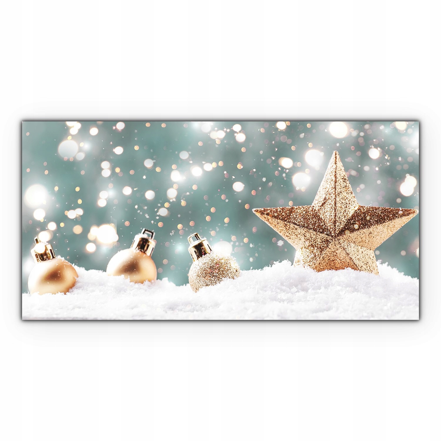 

Foto obraz szklany Bombki śnieg gwiezdny 100x50 cm