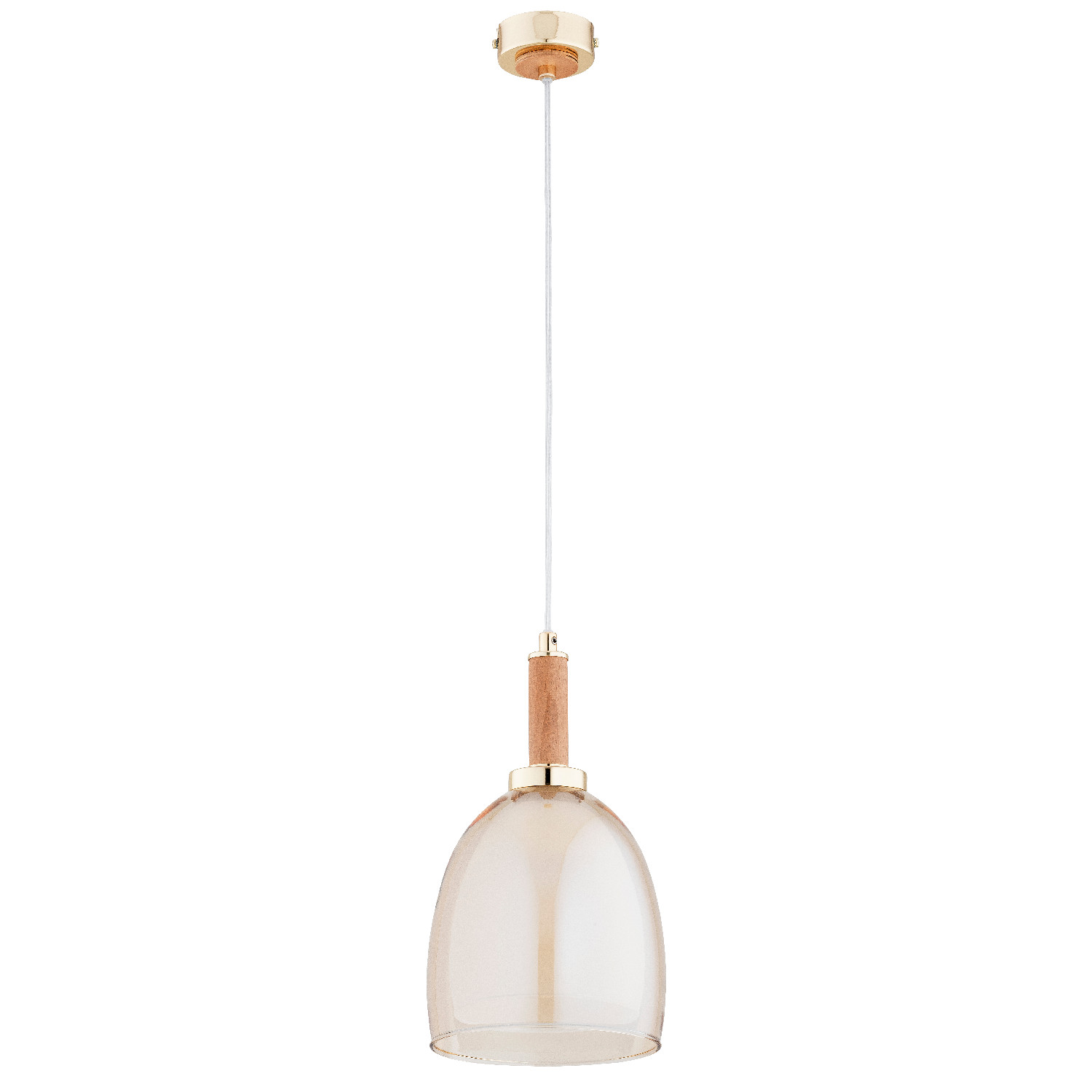 Alfa Závěsná lampa zlatá dřevěné prvky E27 15W Lissy moderní