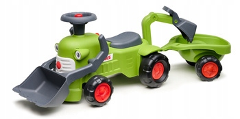 Falk Traktorek Claas Jeździk z Przyczepką Ładowarką i Łyżką