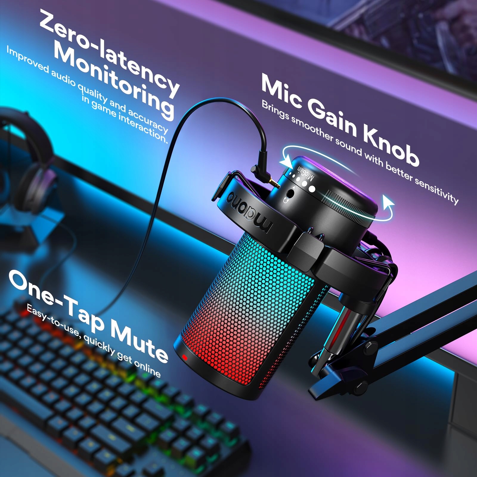 MAONO Gaming USB Mikrofon z Redukcją Szumów do Streamingu i Podcastów — miniatura 4